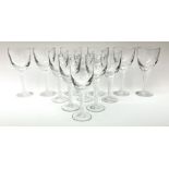 Two sets of wine glasses