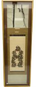 Framed Japanese scroll picture of a group of seated samurai H158cm