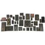 Various Vintage woodblock letter stamps.