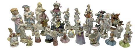 Various continental style porcelain figures to include Victorian examples and others