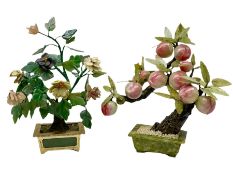 Two hardstone and soapstone models of bonsai trees