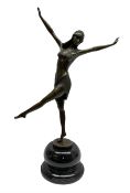 Art Deco style bronze figure of a dancer with arms outstretched
