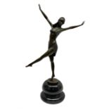 Art Deco style bronze figure of a dancer with arms outstretched