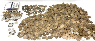 Quantity of coins including Great British pre-decimal with Queen Victoria and later pennies