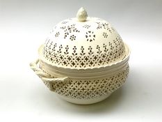 Large 20th century Leeds pottery basket and cover