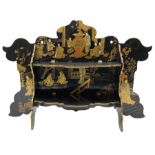 Late 19th/early 20th century black lacquered folding wall shelf or table stand