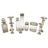 Four piece matched silver mounted cut glass dressing table set