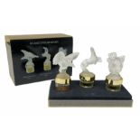 Lalique 'Les Mascottes Miniatures' boxed set of three miniature car mascot perfume bottles