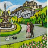 Phil Lewis (Northern British Contemporary): 'Edinburgh Castle Scotties Spring Stroll'