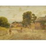Attrib Henry Rollett (British exh.1886-1916): Village with Horse and Cart