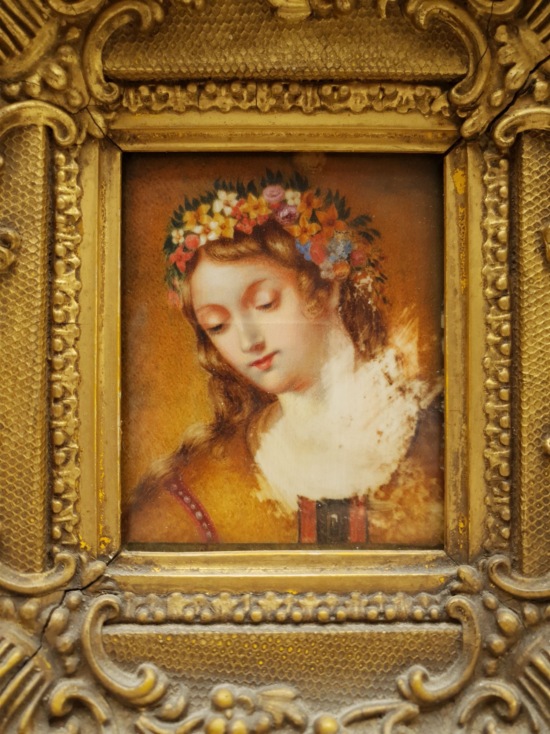 Attrib. Maria Singleton (British exh.1808-1820): Lady with Floral Headband and Pensive Gentleman - Image 2 of 4