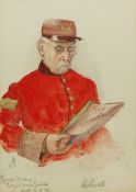 English School (Early 20th century): Portrait of George Powell Chelsea Royal Horse Guard Pensioner