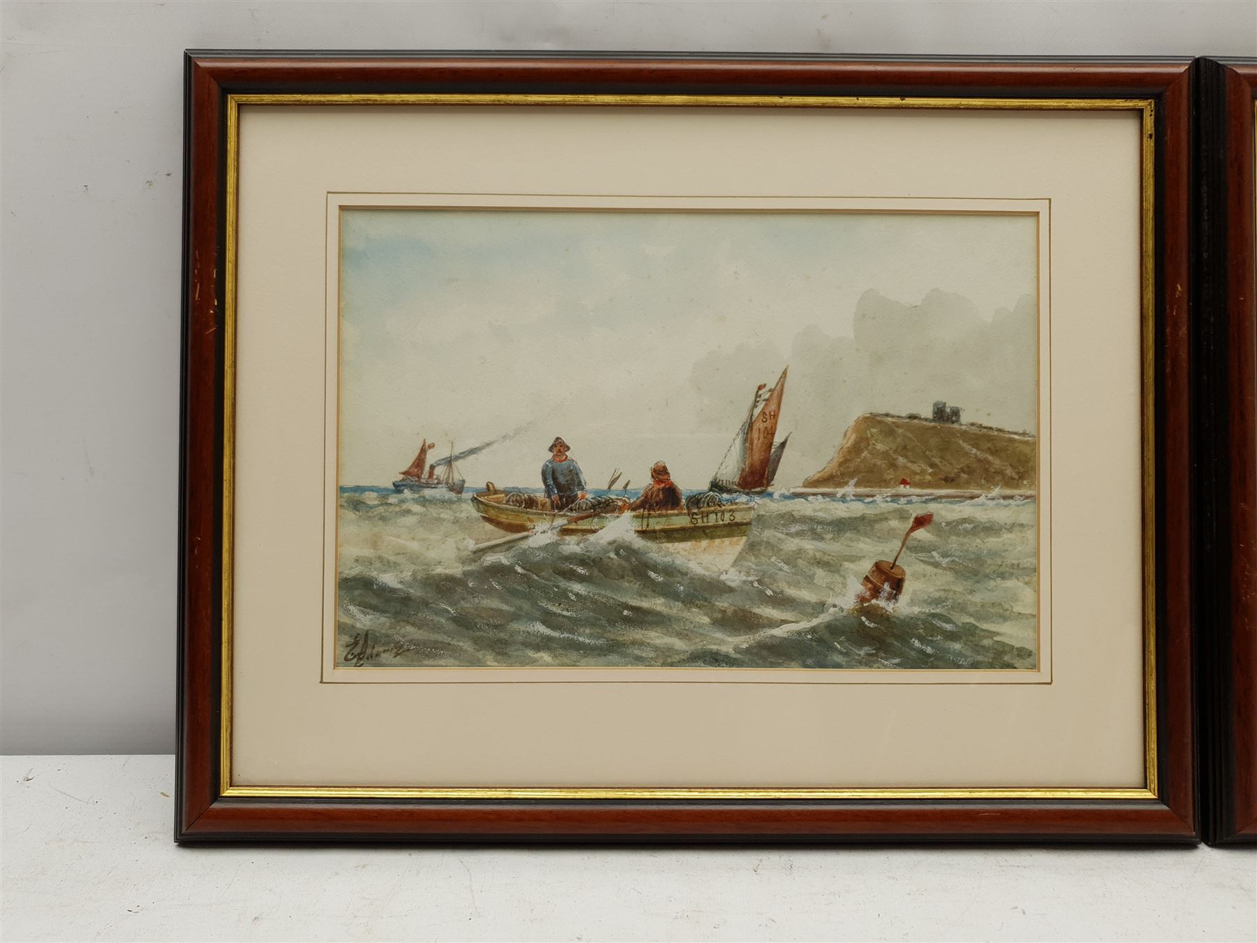 E Adams (British 19th/20th century): Coble in the North Bay Scarborough and Boats off Bridlington - Image 2 of 3