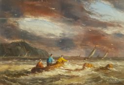 Ronald Cavalla (British 1940-): Rowing in Choppy Seas