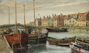 K Lund (British 20th century): Whitby Harbour