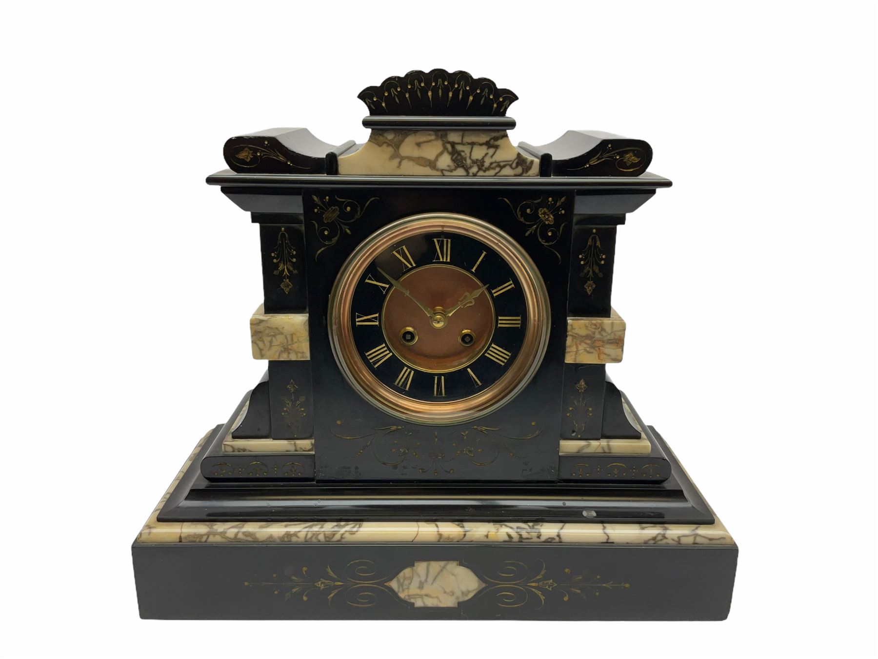 Late 19th century twin train French eight-day rack striking mantle clock with a recoil escapement st - Image 6 of 8