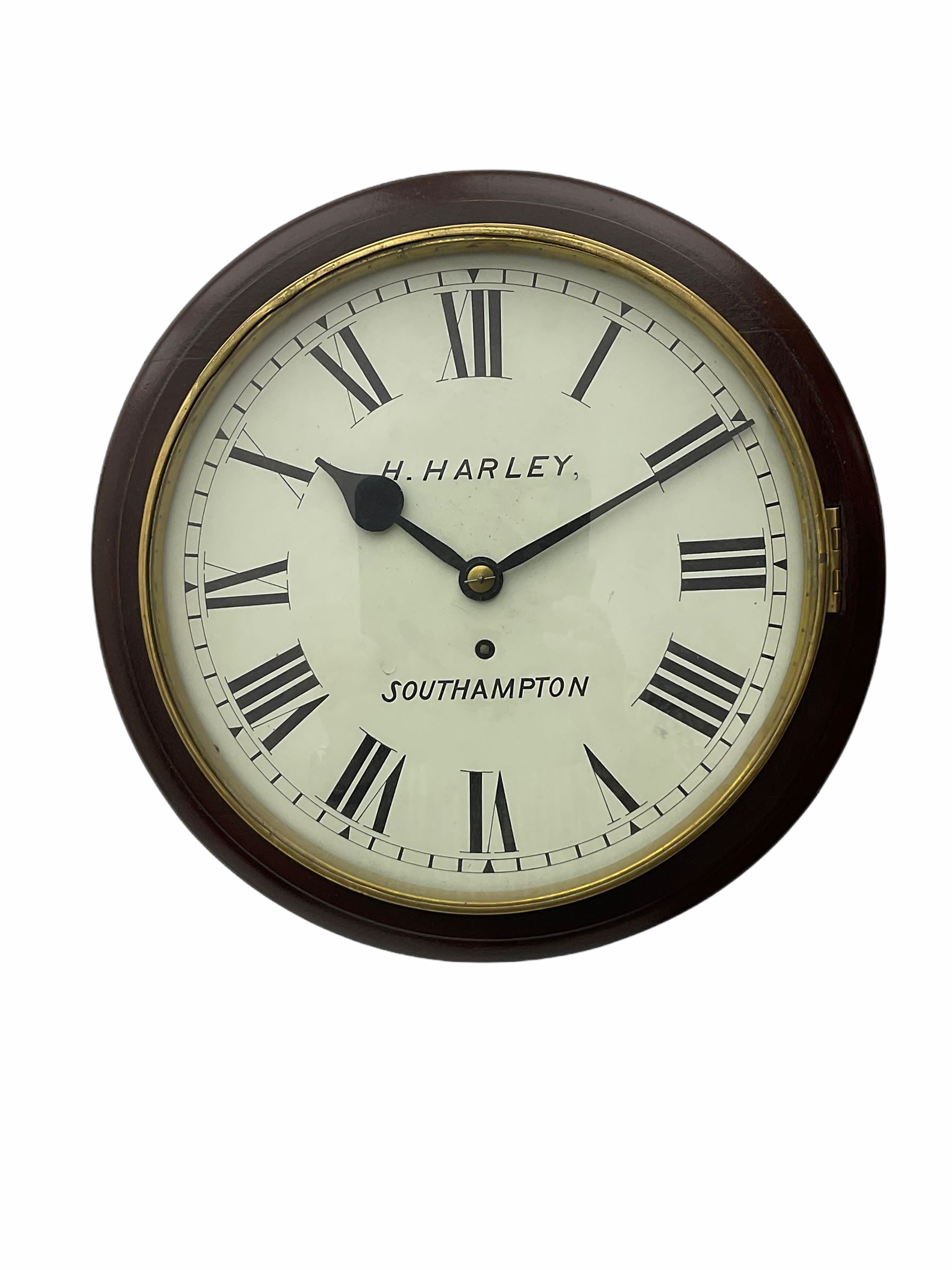 Wall clock with a 12-inch dial and spun brass bezel