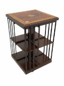 20th century inlaid mahogany and satinwood revolving bookcase