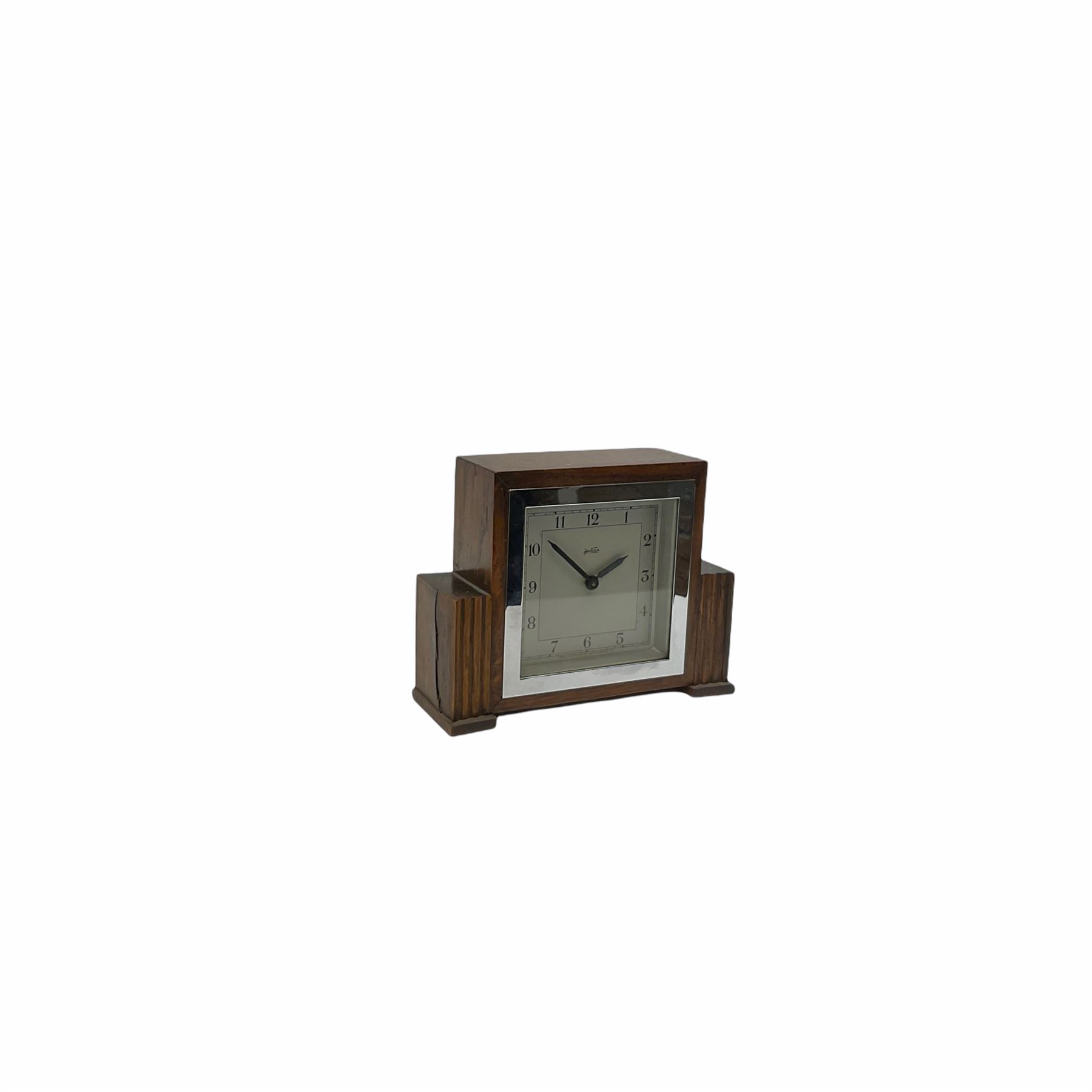 �Bentima� Art Deco English eight-day timepiece spring driven mantle clock with integral winding key - Image 2 of 5