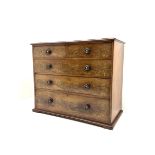 19th century mahogany chest fitted with two short and three long drawers
