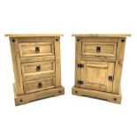 Pair rustic pine bedsides