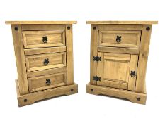 Pair rustic pine bedsides