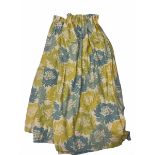 Pair of beige blue and yellow floral curtains and matching large curtain