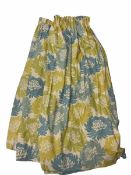 Pair of beige blue and yellow floral curtains and matching large curtain