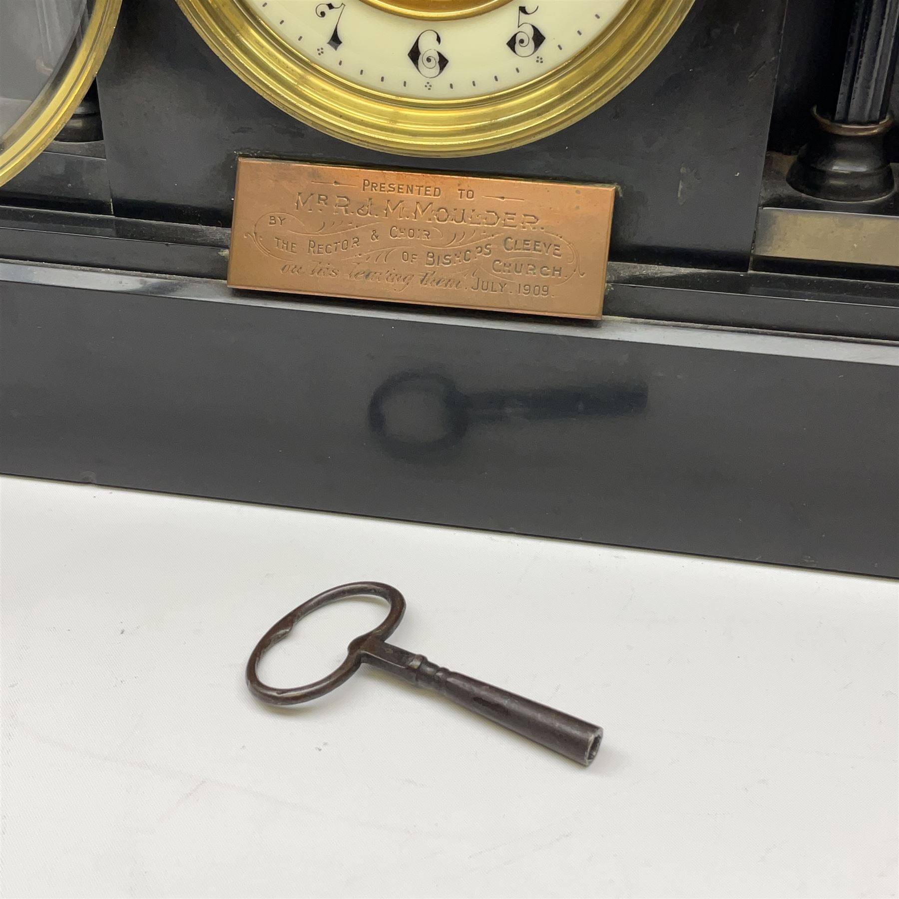 French eight-day mantle clock in a Belgium slate case - Image 2 of 5