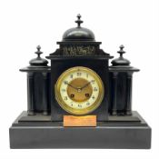 French eight-day mantle clock in a Belgium slate case