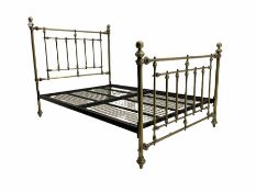 Victorian style brushed metal 4� 6� double bedstead