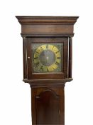 Oak cased mid-18th century longcase clock with a four pillar 30-hour rope driven movement striking t