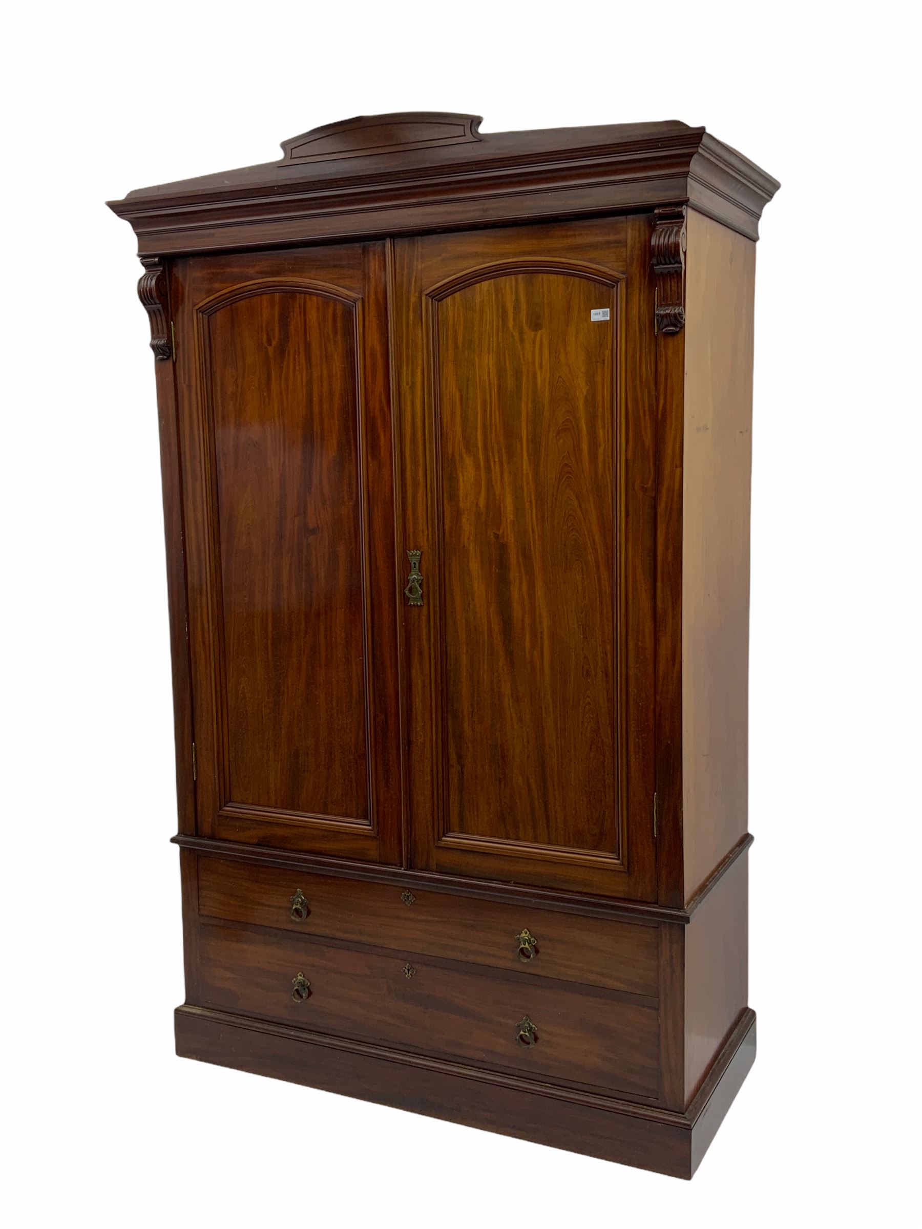 Late Victorian figured mahogany double wardrobe - Image 2 of 4