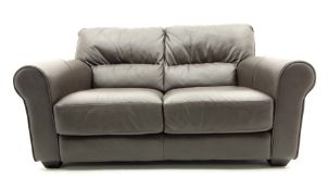 Three seat sofa and matching two seater upholstered in brown leather (L160cm & L220cm)