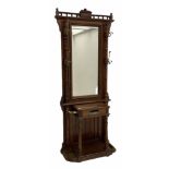 Victorian style walnut and beech hall stand