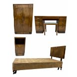 Early to mid 20th century Art Deco walnut bedroom suite - dressing table (W123cm
