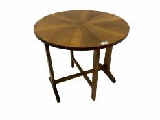 Art Deco walnut sun burst folding table