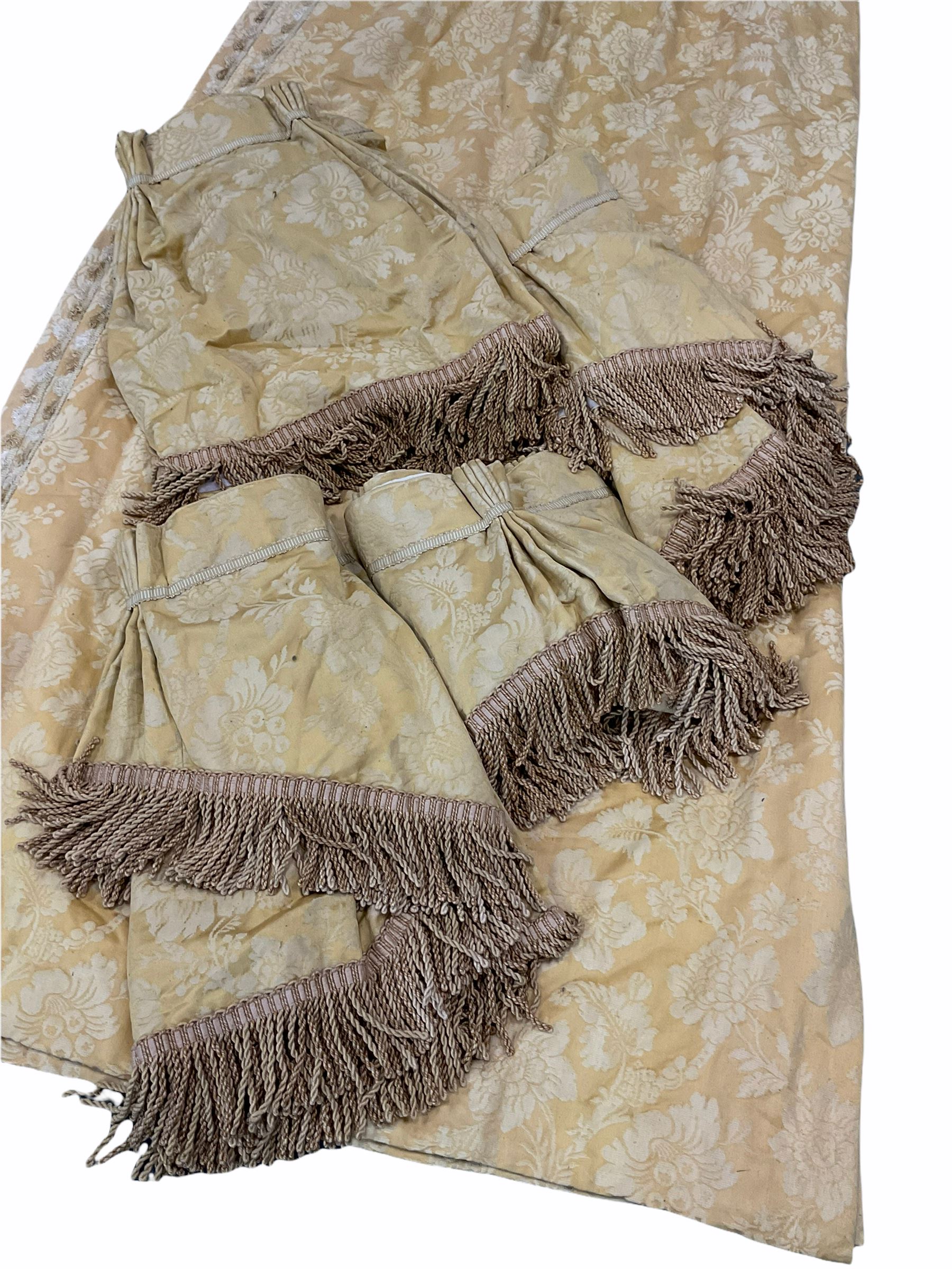 Four pairs of heavy quality thermal lined and pleated curtains in pale gold fabric - Image 2 of 6