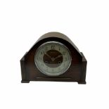 Oak cased mid-20th century �Bentima� English eight-day spring driven mantle clock with a striking mo