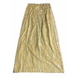 Four pairs of heavy quality thermal lined and pleated curtains in pale gold fabric