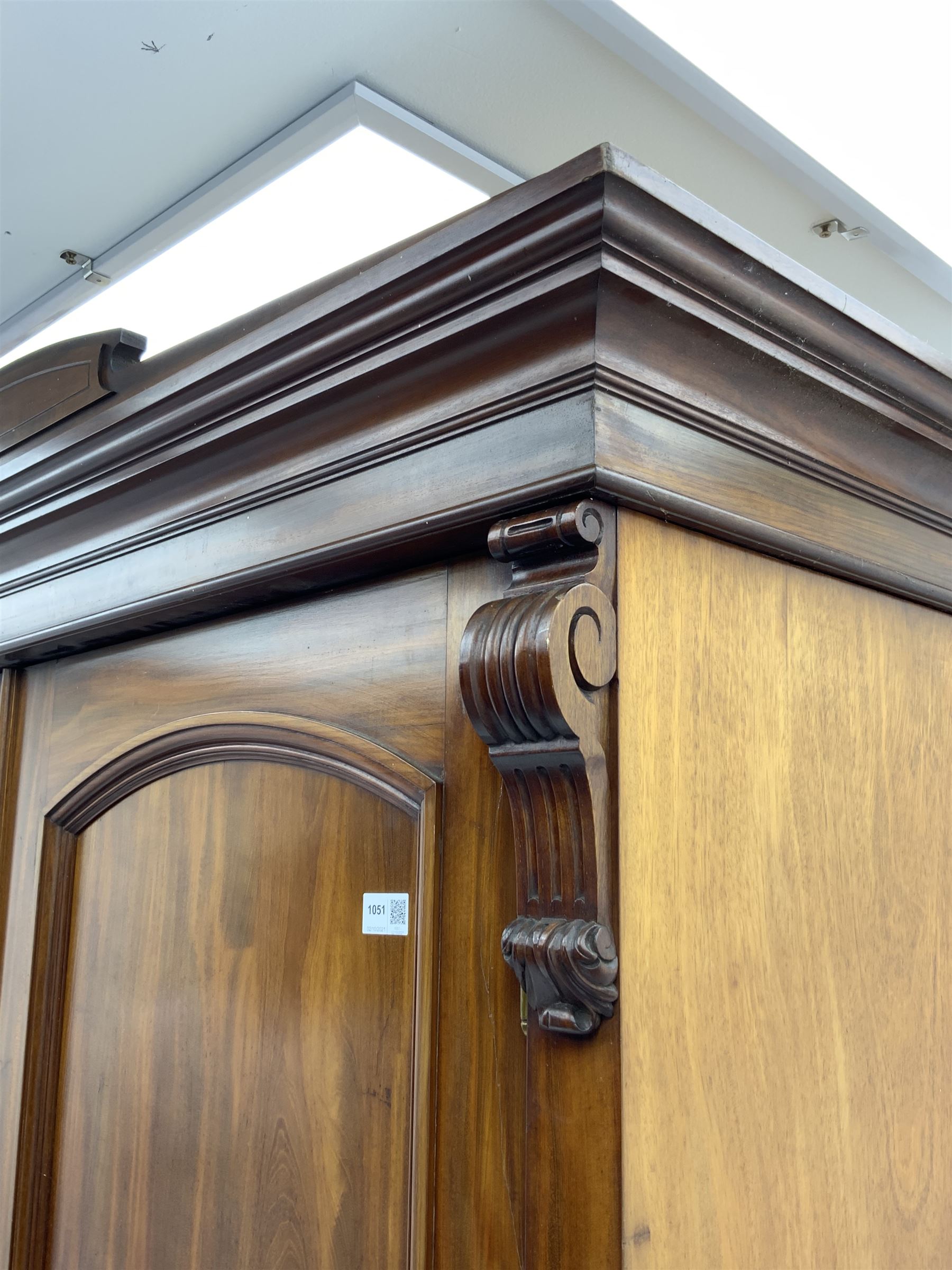 Late Victorian figured mahogany double wardrobe - Image 4 of 4