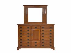 Large hardwood multi-drawer chest with mirror