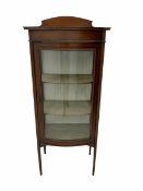 Edwardian inlaid mahogany bow front display cabinet