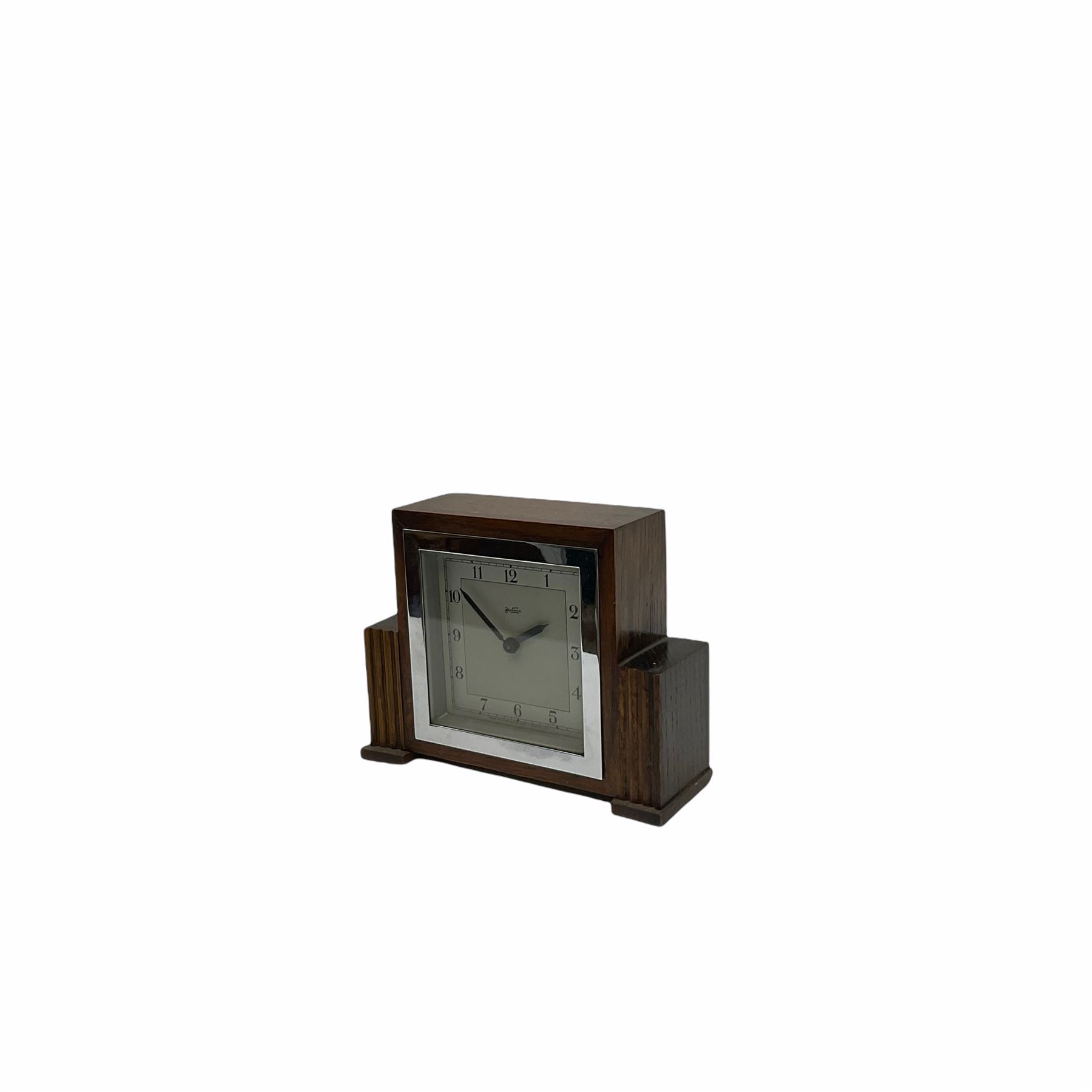 �Bentima� Art Deco English eight-day timepiece spring driven mantle clock with integral winding key - Image 3 of 5