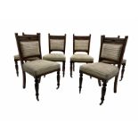 Set of six Edwardian carved oak salon chairs