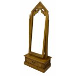 Gothic polished pine cheval dressing mirror