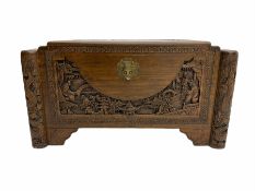 Late 20th century carved camphorwood chest