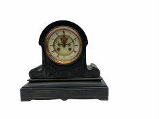 Late 19th century Belgium slate mantle clock with a Parisian rack striking eight-day movement