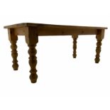 Rectangular plank top pine dining table