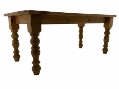 Rectangular plank top pine dining table